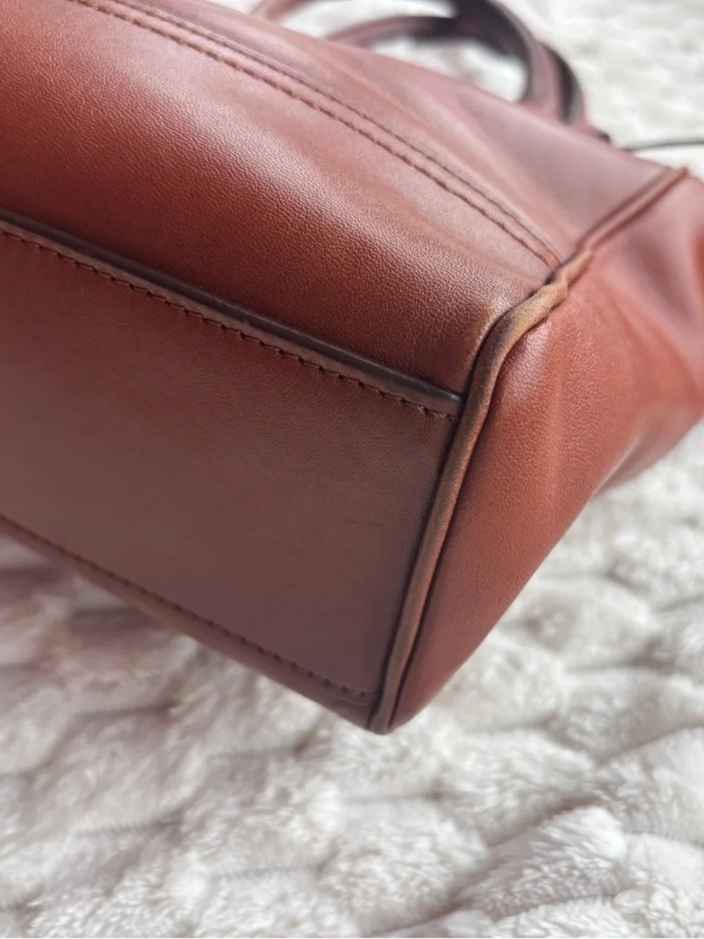 Coach chestnut Brown Leather Double Handle Satchel Bag Tassel Coach